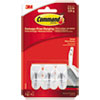 <strong>Command™</strong><br />General Purpose Wire Hooks, Small, Metal, White, 0.5 lb Capacity, 3 Hooks and 4 Strips/Pack