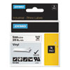 <strong>DYMO®</strong><br />Rhino Permanent Vinyl Industrial Label Tape, 0.37" x 18 ft, White/Black Print