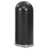 Open-Top Dome Receptacle, Round, Steel, 15 Gal, Black
