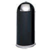 <strong>Safco®</strong><br />Dome Top Receptacle with Spring-Loaded Door, 15 gal, Steel, Black