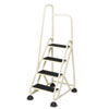 Stop-Step Ladder, One Handrail: Left, 66.25", 300 Lb Capacity, 4 Steps, Aluminum, Beige