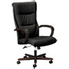 Vl844 Leather High-Back Chair, Supports Up To 250 Lb, 18.5" To 22" Seat Height, Black Seat, Mahogany Back/base