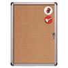 Slim-Line Enclosed Cork Bulletin Board, One Door, 28 x 38, Cork Surface, Aluminum Frame