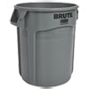 Vented Round Brute Container, 20 gal, Plastic, Gray