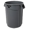 Vented Round Brute Container, 32 gal, Plastic, Gray