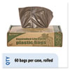 CONTROLLED LIFE-CYCLE PLASTIC TRASH BAGS, 30 GAL, 0.8 MIL, 30" X 36", BROWN, 60/BOX