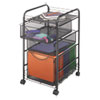 <strong>Safco®</strong><br />Onyx Mesh Mobile File with Two Supply Drawers, Metal, 1 Shelf, 3 Drawers, 15.75" x 17" x 27", Black