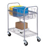 Dual-Purpose Wire Mail and Filing Cart, Metal, 1 Shelf, 1 Bin, 26.75" x 18.75" x 38.5", Metallic Gray