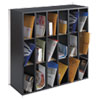 Wood Mail Sorter with Adjustable Dividers, Stackable, 18 Compartments, 33.75 x 12 x 32.75, Black
