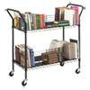 Wire Book Cart, Steel, Four-Shelf, 44w X 18.75d X 40.25h, Black