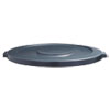 Lids For 44 Gal Waste Receptacles, Flat-Top, Round, Plastic Gray