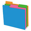 GLOW POLY FILE FOLDERS, 1/3-CUT TABS, LETTER SIZE, ASSORTED, 12/PACK