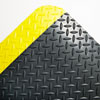 Industrial Deck Plate Anti-Fatigue Mat, Vinyl, 24 X 36, Black/yellow Border
