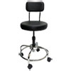 Lab and Healthcare Stool, Supports Up to 300 lb, 19" to 27" Seat Height, Black Seat/Back, Chrome Base