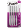 Metallic Fine Point Permanent Markers, Fine Bullet Tip, Metallic Silver, 4/Pack