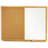Bulletin/Dry-Erase Board, Melamine/Cork, 48 x 36, Brown/White Surface, Oak Finish Frame