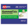 Gummed Reinforced Index Tabs, 1/12-Cut Tabs, Olive Green, 0.5" Wide, 25/pack