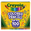 Long-Length Colored Pencil Set, 3.3 mm, 2B (#1), Assorted Lead/Barrel Colors, 100/Pack