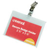 <strong>Universal®</strong><br />Deluxe Clear Badge Holder w/Garment-Safe Clips, 2.25 x 3.5, White Insert, 50/Box