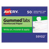 Gummed Reinforced Index Tabs, 1/12-Cut Tabs, White, 0.5" Wide, 50/pack