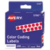 Handwrite-Only Permanent Self-Adhesive Round Color-Coding Labels in Dispensers, 0.25" dia, Red, 450/Roll, (5790)