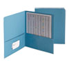 Two-Pocket Folder, Embossed Leather Grain Paper, 100-Sheet Capacity, 11 X 8.5, Blue, 25/box