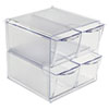 <strong>deflecto®</strong><br />Stackable Cube Organizer, 4 Compartments, 4 Drawers, Plastic, 6 x 7.2 x 6, Clear