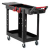 Heavy Duty Adaptable Utility Cart, Plastic, 2 Shelves, 500 lb Capacity, 17.8" x 46.2" x 36", Black