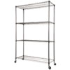 <strong>Alera®</strong><br />NSF Certified 4-Shelf Wire Shelving Kit with Casters, 48w x 18d x 72h, Black Anthracite
