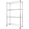 <strong>Alera®</strong><br />NSF Certified 4-Shelf Wire Shelving Kit with Casters, 48w x 18d x 72h, Silver