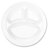 <strong>Dart®</strong><br />Concorde Foam Plate, 3-Compartment, 10.25" dia, White, 125/Pack, 4 Packs/Carton