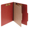 Pressboard Classification Folders, 2" Expansion, 1 Divider, 4 Fasteners, Legal Size, Earth Red Exterior, 10/Box