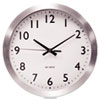 BRUSHED ALUMINUM WALL CLOCK, 12" OVERALL DIAMETER, SILVER CASE, 1 AA (SOLD SEPARATELY)