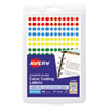 Handwrite Only Self-Adhesive Removable Round Color-Coding Labels, 0.25" Dia., Assorted, 192/sheet, 4 Sheets/pack, (5795)