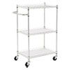 Three-Shelf Wire Cart with Liners, Metal, 3 Shelves, 450 lb Capacity, 24" x 16" x 39", Silver