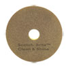 Clean And Shine Pad, 17" Diameter, Brown/yellow, 5/carton