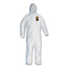 A30 Elastic-Back and Cuff Hooded Coveralls, 4X-Large, White, 25/Carton