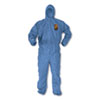 A60 Elastic-Cuff, Ankles and Back Hooded Coveralls, 2X-Large, Blue, 24/Carton