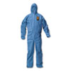 A20 Elastic Back Wrist/ankle Hooded Coveralls, Large, Blue, 24/carton