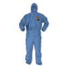 A60 Elastic-Cuff, Ankles and Back Hooded Coveralls, X-Large, Blue, 24/Carton