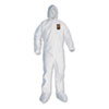 A30 Elastic Back and Cuff Hooded/Boots Coveralls, XL, White, 25/Carton