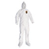 A30 Elastic Back and Cuff Hooded/Boots Coveralls, Large, White, 25/Carton