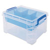Super Stacker Divided Storage Box, 5 Sections, 7.5" x 10.13" x 6.5", Clear/Blue