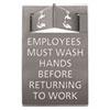 Pop-Out Ada Sign, Wash Hands, Tactile Symbol, Plastic, 6 X 9, Gray/white