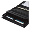 Professional Zippered Pad Holder/Ring Binder, Pockets, Writing Pad, Vinyl Black
