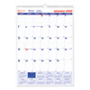 Twin-Wirebound Wall Calendar, One Month per Page, 12 x 17, White Sheets, 12-Month (Jan to Dec): 2023