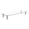 Adjustable Tempered Glass Monitor Riser, 22.75" x 8.25" x 3" to 3.5", Clear/Silver