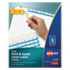 Print and Apply Index Maker Clear Label Dividers, 5-Tab, White Tabs, 11 x 8.5, White, 50 Sets