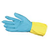 Flocked Lined Neoprene Over Latex Gloves, Powder-Free, Blue/yellow, Large, Dozen