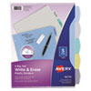 Write and Erase Big Tab Durable Plastic Dividers, 3-Hole Punched, 5-Tab, 11 x 8.5, Assorted, 1 Set